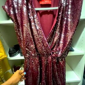 Sequin, burgundy romper